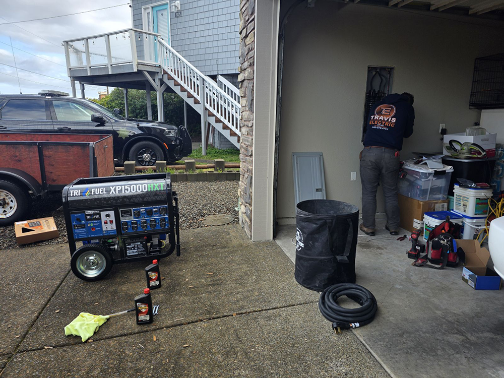 A portable generator installed into a Lincoln City residential home